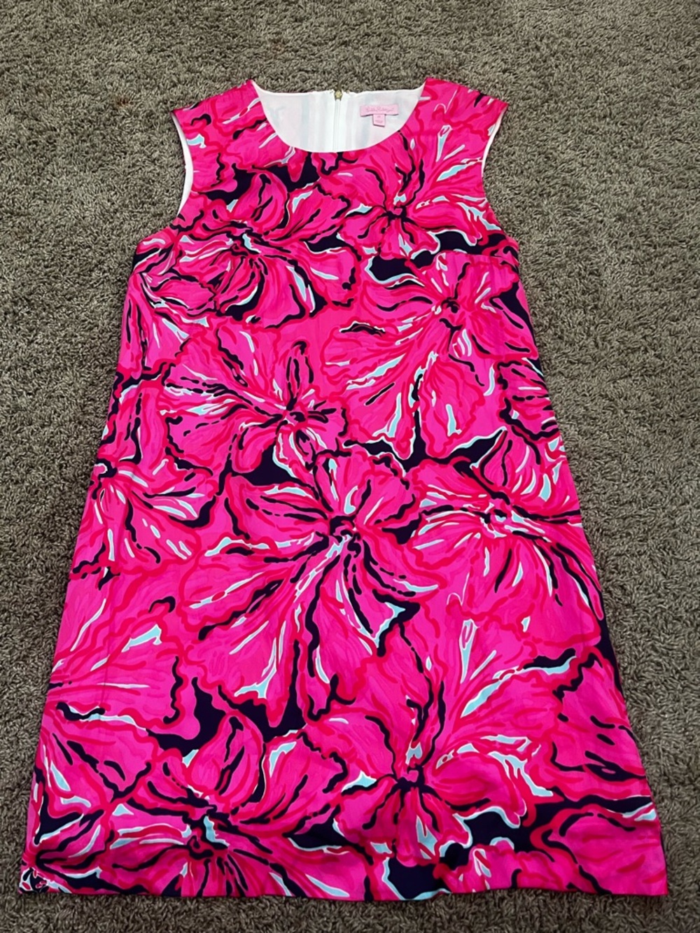 Lilly Pulitzer Hot Pink Floral Sleeveless Shift Dress
